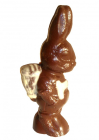 Der Osterhase versteckt bunte Schokoladen für Kinder