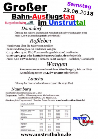 Großer Bahnausflugstag und Fahrten zum Hussiten-Kirschfest